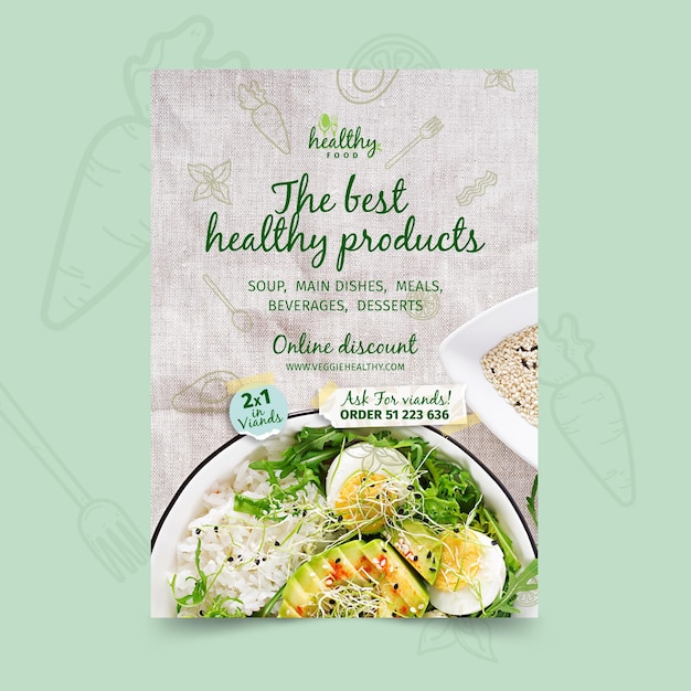 Healthy restaurant poster template