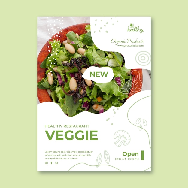 Healthy restaurant vertical flyer template