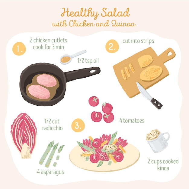 Free Vector healthy salad recipe