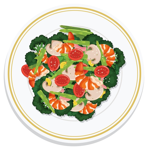 Free Vector healthy shrimp and vegetable salad