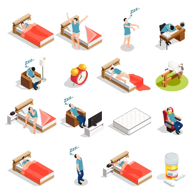 Free Vector healthy sleep and disorders characters