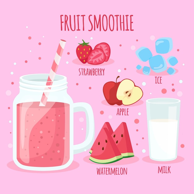 Free vector healthy smoothie recipe concept