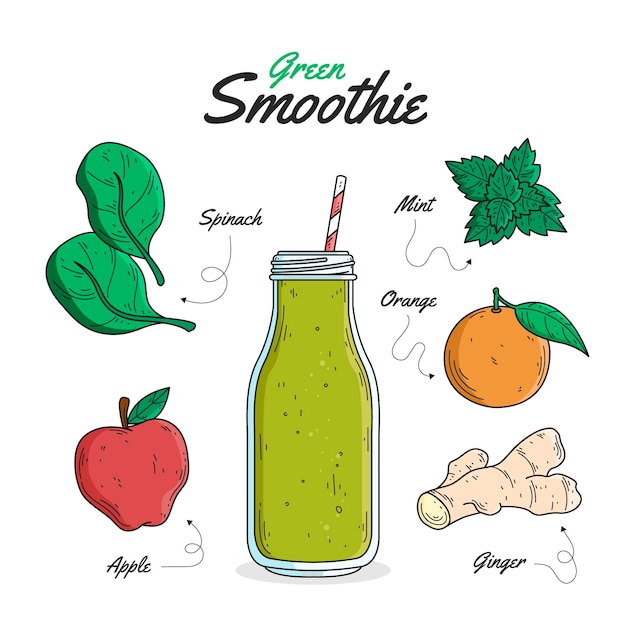 Free vector healthy smoothie recipe concept