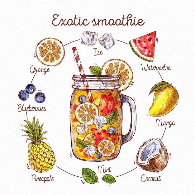 Free Vector healthy smoothie recipe concept