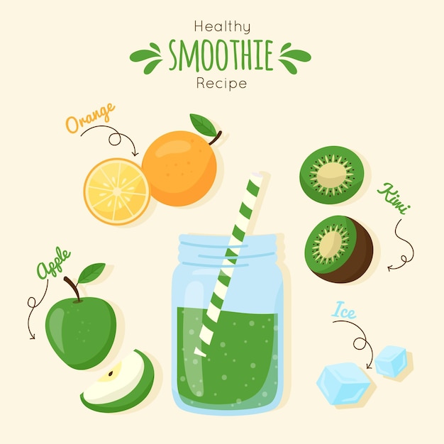 Healthy smoothie recipe illustration