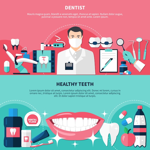 Healthy Teeth Horizontal banner set 