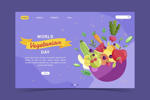 Healthy vegetarian food landing page template