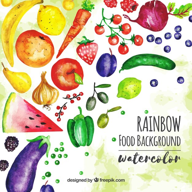 Healthy watercolor food background