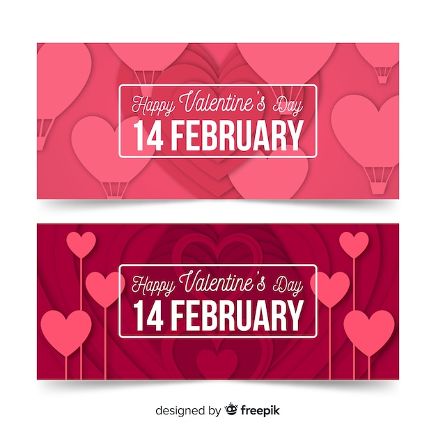 Free vector heart balloons valentine banner