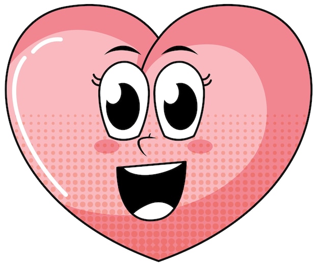 Free vector heart cartoon character on white background