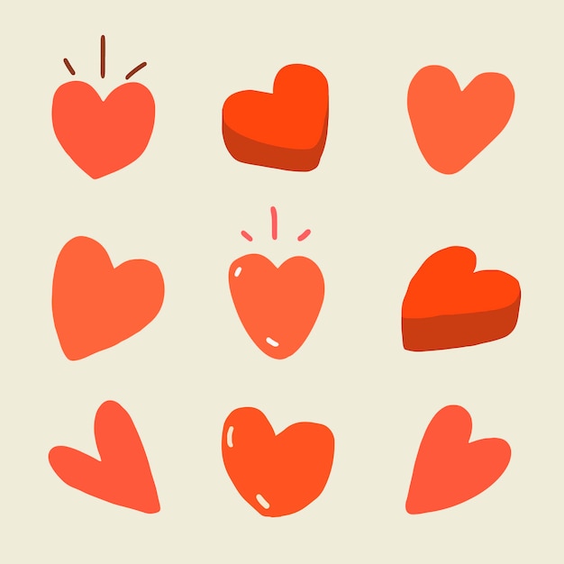 Free vector heart doodle sticker, valentine’s day illustration vector set