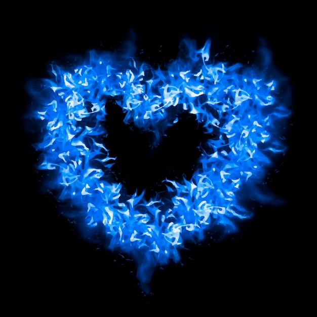 Free Vector heart flame sticker, blue creative design vector