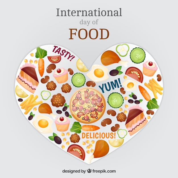 Free Vector heart full of food background 