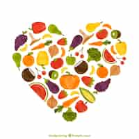 Free vector heart made of healthy food