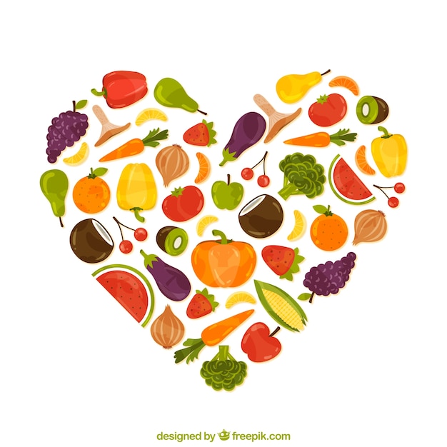 Heart made of healthy food