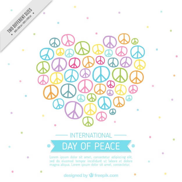 Free vector heart made of peace symbols cute background