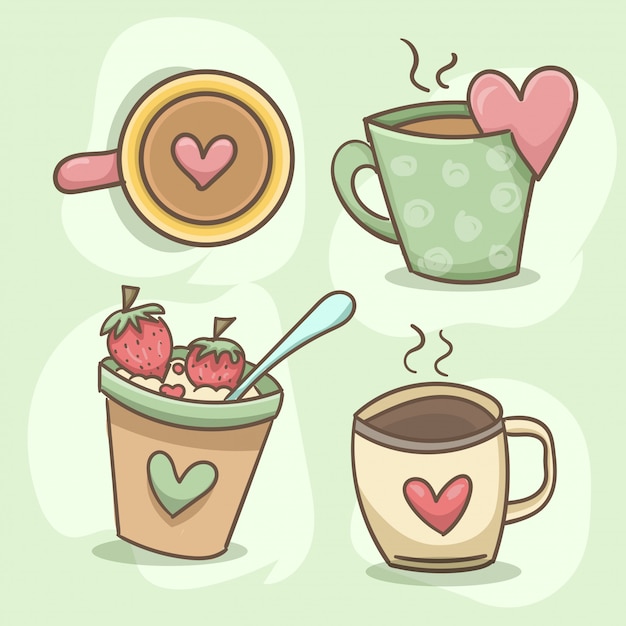 Free Vector heart mug set