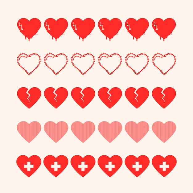 Heart pattern illustrator brush vector add-on set