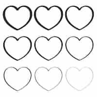 Free vector heart pencil line thin to thick set