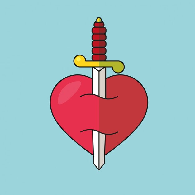 A heart pierced by a dagger