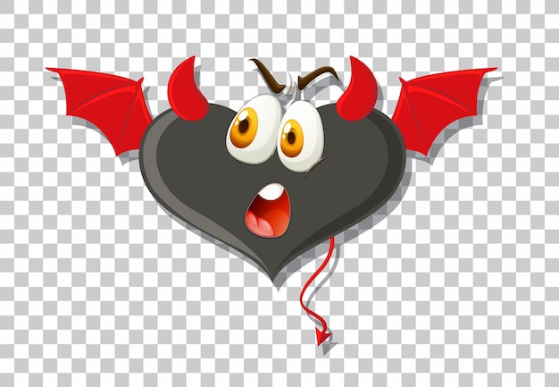 Free Vector heart shape devil with facial expression