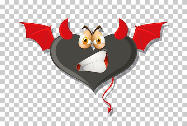 Free vector heart shape devil with facial expression