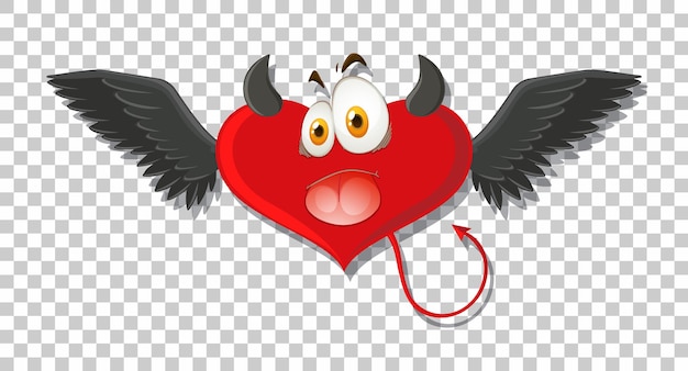 Free vector heart shape devil with facial expression