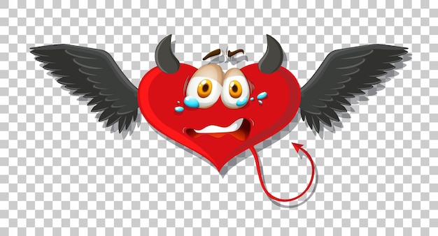 Free Vector heart shape devil with facial expression