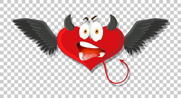 Free vector heart shape devil with facial expression