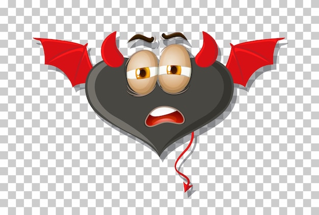 Free vector heart shape devil with facial expression