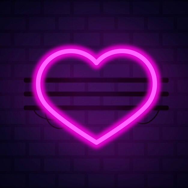 Heart shape with neon light style