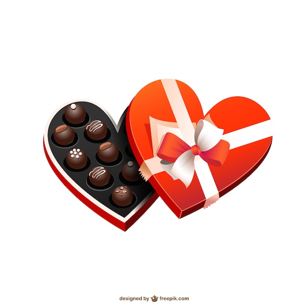 Free vector heart shaped chocolate box