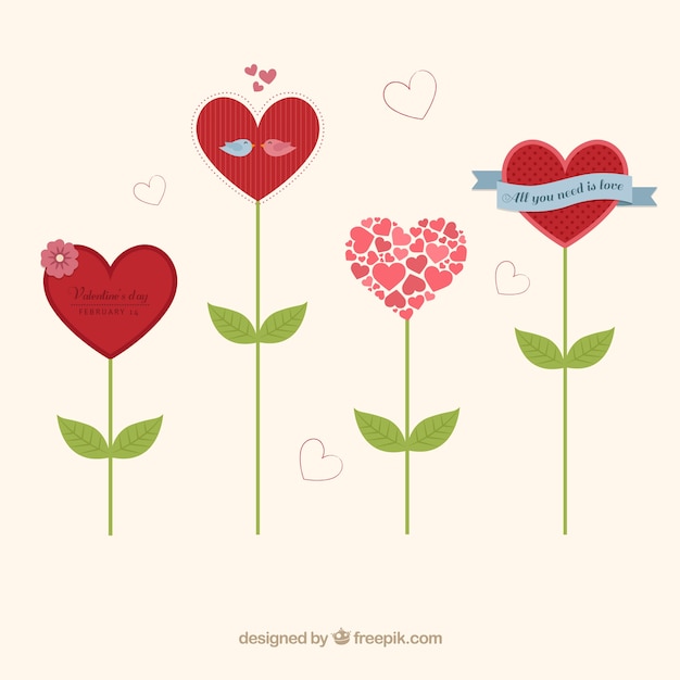 Free Vector heart shaped flowers