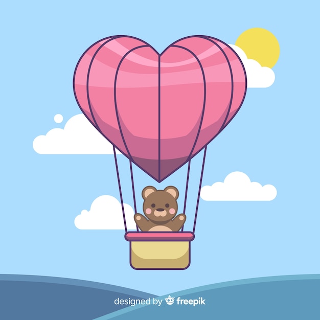 Heart shaped hot air balloon