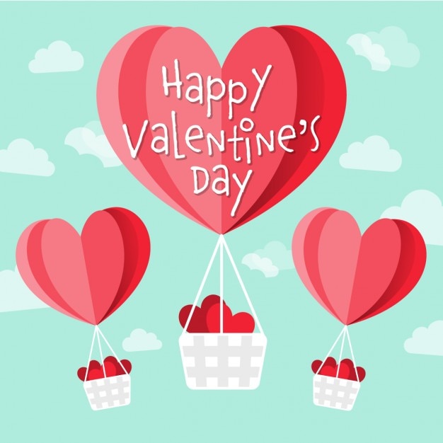 Free Vector heart shaped hot air balloons for valentine