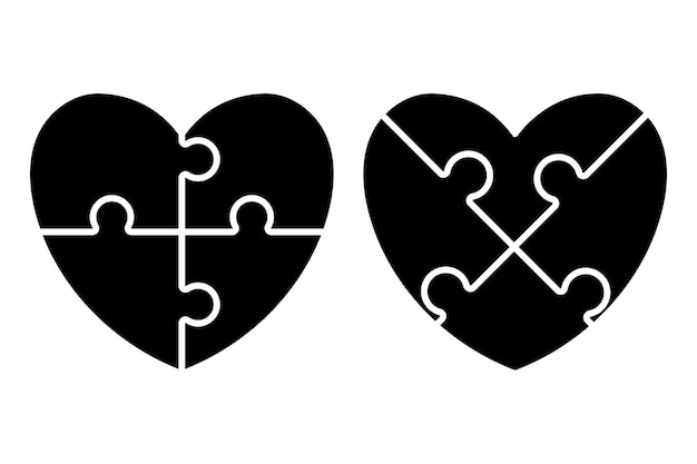 Heart Shaped Puzzle Glyph Style