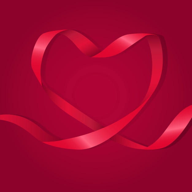 Heart Shaped Red Ribbon Illustration