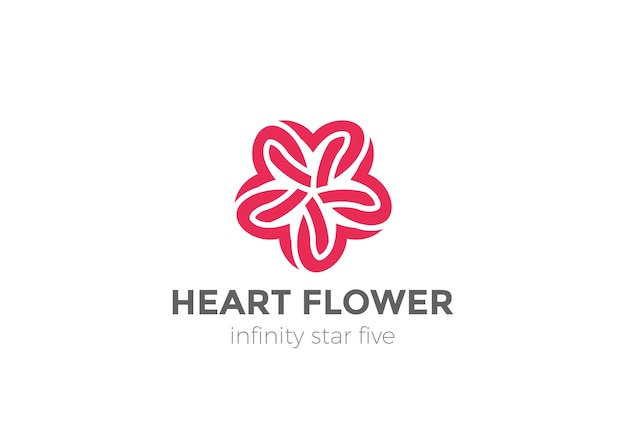 Heart Star Flower Logo isolated on white