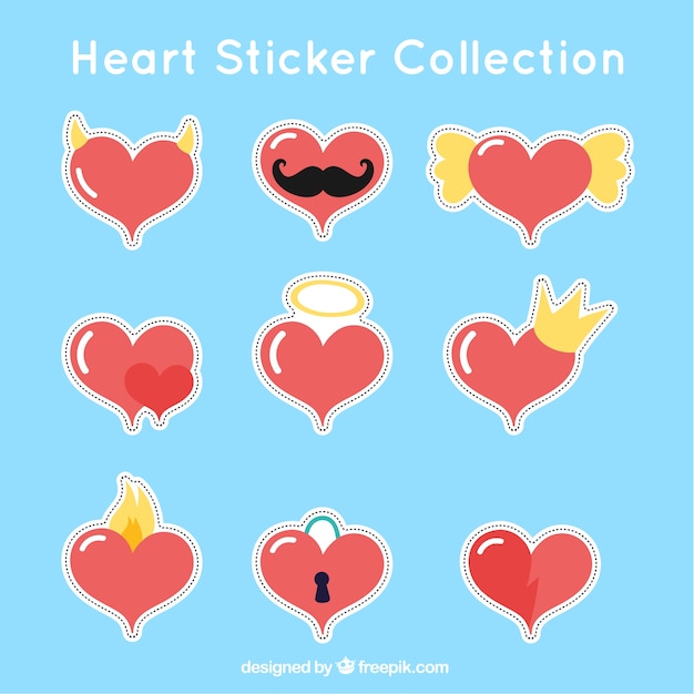 Heart stickers with decorative elements