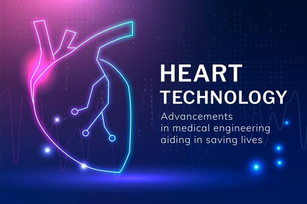 Heart technology template vector medical cardiology