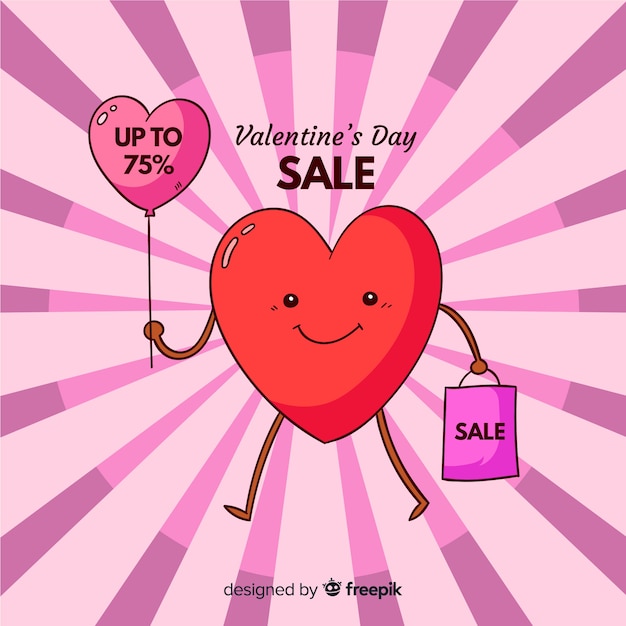 Free Vector heart with balloon valentine sale background