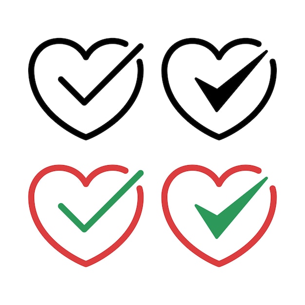 Free Vector heart with check marks set