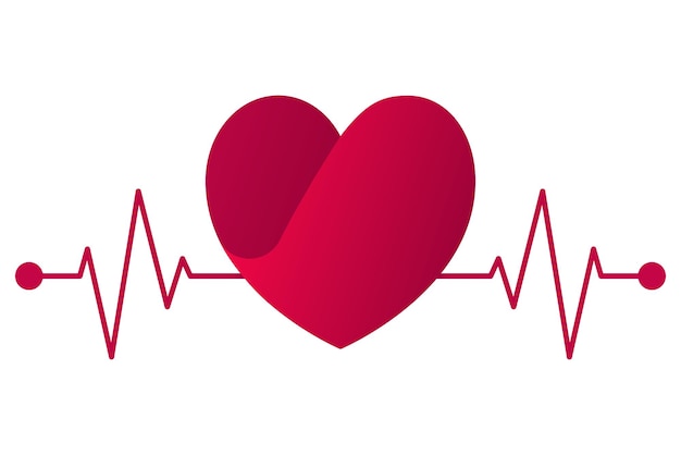 Free Vector heart with ecg heartbeat running through