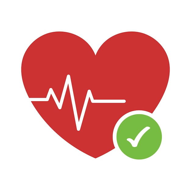 Free vector heart with ecg line and check mark