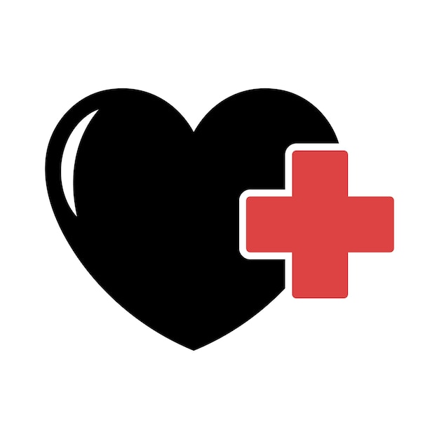 Free vector heart with health plus sign