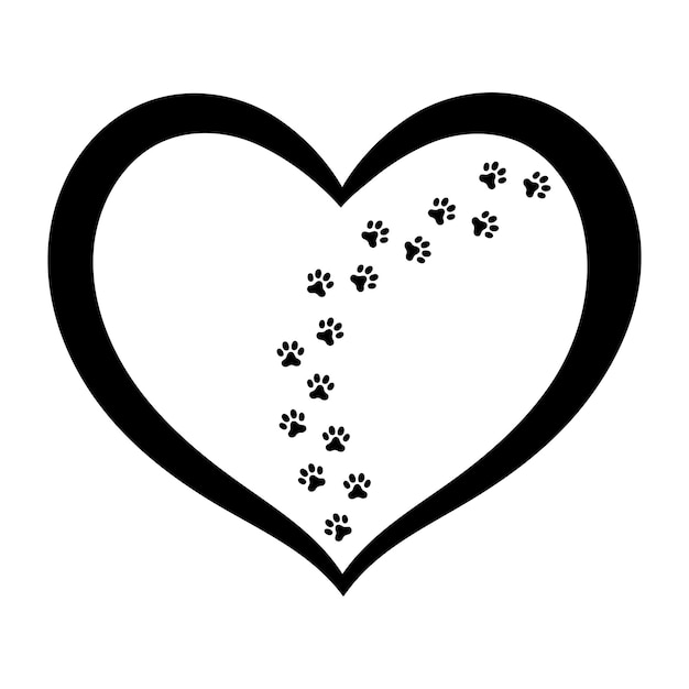 Free Vector heart with paw print track