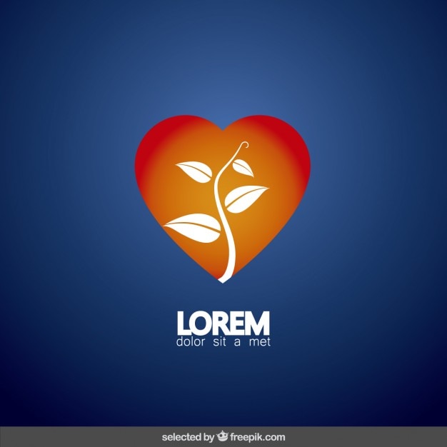 Free vector heart with plant logo