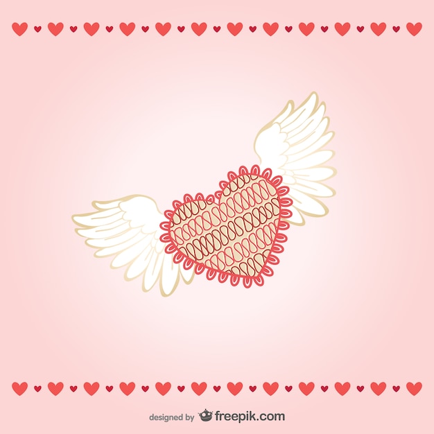 Free Vector heart with wings vector