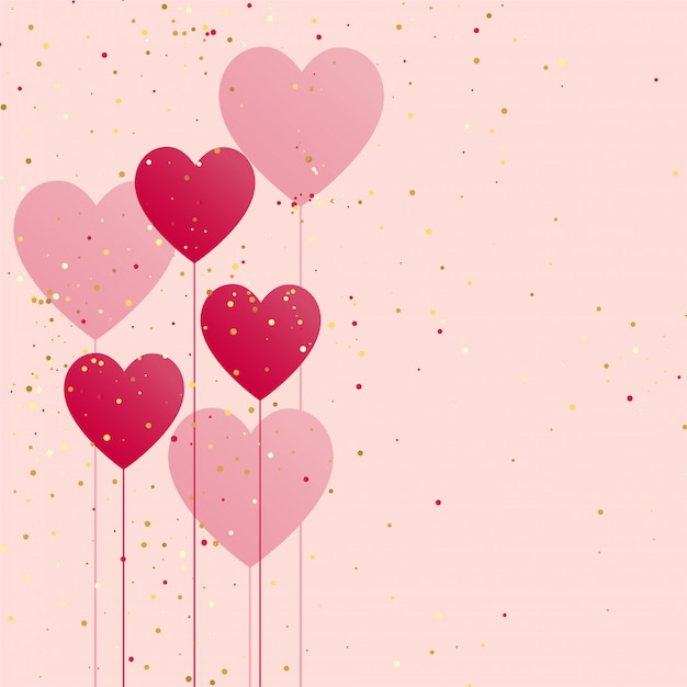 Hearts balloon with golden confetti