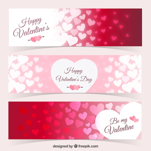 Free vector hearts banners pack for valentine day